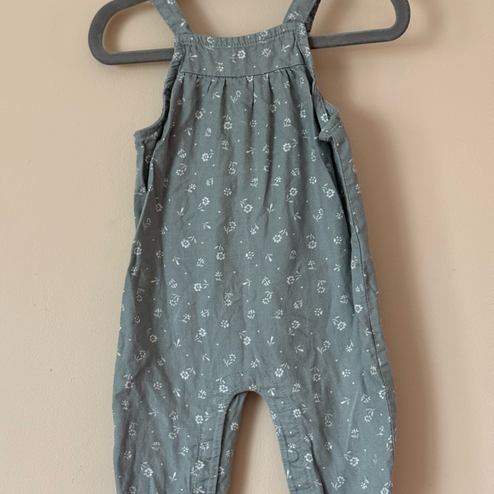 Carter's Gray Floral-Print Romper Overalls